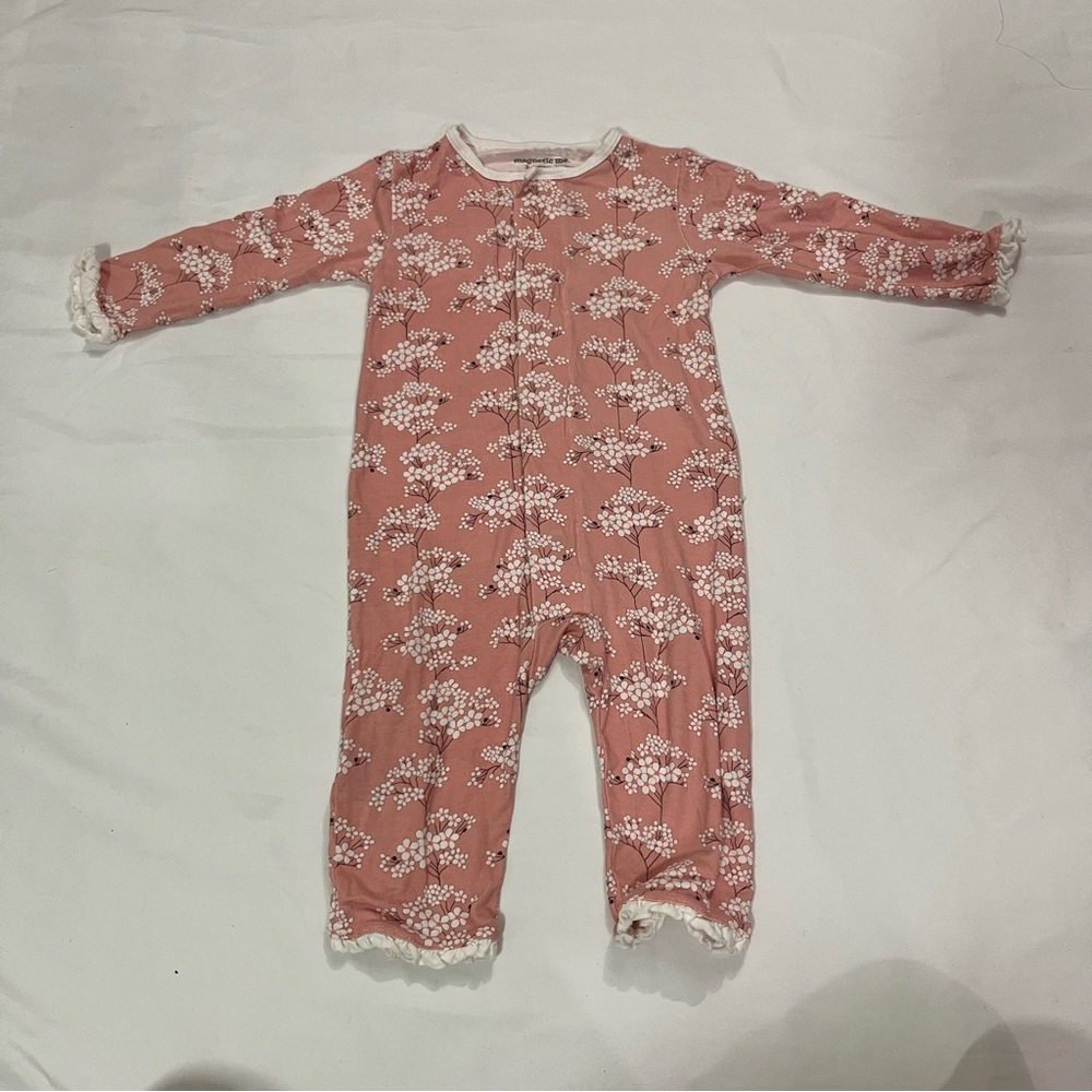 Magnetic Me Cherry Blossom Baby Girl One Piece Sleepwear Pajama Size 3-6M